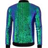 imageOmoone Mens Zip Up Mermaid Sequin Lightweight Shiny Clubwear Bomber JacketGreen