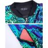 imageOmoone Mens Zip Up Mermaid Sequin Lightweight Shiny Clubwear Bomber JacketGreen