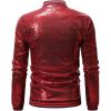 imageOmoone Mens Zip Up Mermaid Sequin Lightweight Shiny Clubwear Bomber JacketWine Red