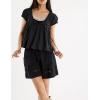 imageOmoone Summer Tie Front Babydoll Tops for Women Casual Cap Sleeve Pleated Tee Shirts Loose Going Out Flowy Tank TopsBlack