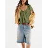 imageOmoone Summer Tie Front Babydoll Tops for Women Casual Cap Sleeve Pleated Tee Shirts Loose Going Out Flowy Tank TopsGreen