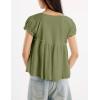 imageOmoone Summer Tie Front Babydoll Tops for Women Casual Cap Sleeve Pleated Tee Shirts Loose Going Out Flowy Tank TopsGreen