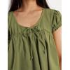 imageOmoone Summer Tie Front Babydoll Tops for Women Casual Cap Sleeve Pleated Tee Shirts Loose Going Out Flowy Tank TopsGreen