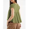 imageOmoone Summer Tie Front Babydoll Tops for Women Casual Cap Sleeve Pleated Tee Shirts Loose Going Out Flowy Tank TopsGreen