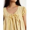 imageOmoone Summer Tie Front Babydoll Tops for Women Casual Cap Sleeve Pleated Tee Shirts Loose Going Out Flowy Tank TopsYellow