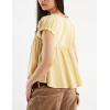 imageOmoone Summer Tie Front Babydoll Tops for Women Casual Cap Sleeve Pleated Tee Shirts Loose Going Out Flowy Tank TopsYellow