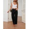 imageOmoone Wide Leg Jeans for Women High Waisted Stretchy Straight Leg Cropped Denim Pants Buttoned Baggy with Patch PocketsBlack