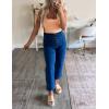 imageOmoone Wide Leg Jeans for Women High Waisted Stretchy Straight Leg Cropped Denim Pants Buttoned Baggy with Patch PocketsDarkblue