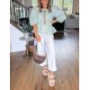 imageOmoone Wide Leg Jeans for Women High Waisted Stretchy Straight Leg Cropped Denim Pants Buttoned Baggy with Patch PocketsWhite