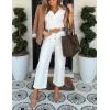 imageOmoone Wide Leg Jeans for Women High Waisted Stretchy Straight Leg Cropped Denim Pants Buttoned Baggy with Patch PocketsWhite