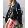 imageOmoone Womens Casual Hoodie Long Sleeve Cropped Lightweight Pullover Fall Sweatshirt Track JacketsBlack