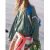 imageOmoone Womens Casual Hoodie Long Sleeve Cropped Lightweight Pullover Fall Sweatshirt Track JacketsGreen