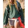 imageOmoone Womens Casual Hoodie Long Sleeve Cropped Lightweight Pullover Fall Sweatshirt Track JacketsGreen