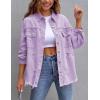 imageOmoone Womens Ripped Distressed Denim Jacket Casual Long Sleeve Boyfriend Jean Coat Basic Trucker JacketsPurple