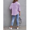 imageOmoone Womens Ripped Distressed Denim Jacket Casual Long Sleeve Boyfriend Jean Coat Basic Trucker JacketsPurple