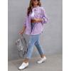 imageOmoone Womens Ripped Distressed Denim Jacket Casual Long Sleeve Boyfriend Jean Coat Basic Trucker JacketsPurple