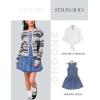 imageOmoone Womens Sleeveless Bodycon Mini Denim Dress Boat Neck Stretchy Flare Jean DressesDenimblue