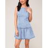 imageOmoone Womens Sleeveless Bodycon Mini Denim Dress Boat Neck Stretchy Flare Jean DressesLightblue