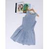 imageOmoone Womens Sleeveless Bodycon Mini Denim Dress Boat Neck Stretchy Flare Jean DressesLightblue