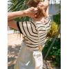 imageOmoone Womens Striped Cardigan Sweater Short Sleeve Lightweight Summer Button Down Cropped Knit TopsApricot Black