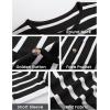 imageOmoone Womens Striped Cardigan Sweater Short Sleeve Lightweight Summer Button Down Cropped Knit TopsBlack White