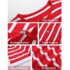 imageOmoone Womens Striped Cardigan Sweater Short Sleeve Lightweight Summer Button Down Cropped Knit TopsRed White