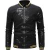 imageOmoone Mens Zip Up Mermaid Sequin Lightweight Shiny Clubwear Bomber JacketBlack