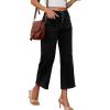 imageOmoone Wide Leg Jeans for Women High Waisted Stretchy Straight Leg Cropped Denim Pants Buttoned Baggy with Patch PocketsBlack