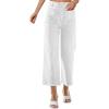 imageOmoone Wide Leg Jeans for Women High Waisted Stretchy Straight Leg Cropped Denim Pants Buttoned Baggy with Patch PocketsWhite