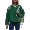 imageOmoone Womens Casual Hoodie Long Sleeve Cropped Lightweight Pullover Fall Sweatshirt Track JacketsGreen