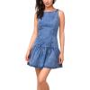 imageOmoone Womens Sleeveless Bodycon Mini Denim Dress Boat Neck Stretchy Flare Jean DressesDenimblue
