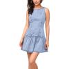 imageOmoone Womens Sleeveless Bodycon Mini Denim Dress Boat Neck Stretchy Flare Jean DressesLightblue