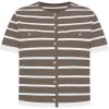 imageOmoone Womens Striped Cardigan Sweater Short Sleeve Lightweight Summer Button Down Cropped Knit TopsCamel White