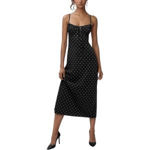 imageOmoone Womens Floral Dress LowCut Square Neck Spaghetti Strap Tie Bodycorn 90s Y2k Sun DressesLongblack
