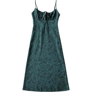 imageOmoone Womens Floral Dress LowCut Square Neck Spaghetti Strap Tie Bodycorn 90s Y2k Sun DressesLonggreen
