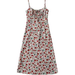 imageOmoone Womens Floral Dress LowCut Square Neck Spaghetti Strap Tie Bodycorn 90s Y2k Sun DressesLongwhite