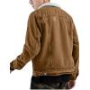 imageOmoone Mens Lapel Sherpa Fleece Lined Thicken Denim Jean Trucker Jacket CoatsBrown