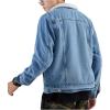 imageOmoone Mens Lapel Sherpa Fleece Lined Thicken Denim Jean Trucker Jacket CoatsDenim Blue Fleece White