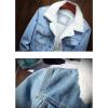 imageOmoone Mens Lapel Sherpa Fleece Lined Thicken Denim Jean Trucker Jacket CoatsDenim Blue Fleece White