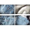 imageOmoone Mens Lapel Sherpa Fleece Lined Thicken Denim Jean Trucker Jacket CoatsDenim Blue Fleece White