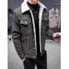 imageOmoone Mens Lapel Sherpa Fleece Lined Thicken Denim Jean Trucker Jacket CoatsGrey
