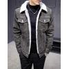 imageOmoone Mens Lapel Sherpa Fleece Lined Thicken Denim Jean Trucker Jacket CoatsGrey