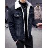 imageOmoone Mens Lapel Sherpa Fleece Lined Thicken Denim Jean Trucker Jacket CoatsIndigo