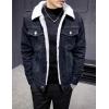 imageOmoone Mens Lapel Sherpa Fleece Lined Thicken Denim Jean Trucker Jacket CoatsIndigo