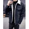 imageOmoone Mens Lapel Sherpa Fleece Lined Thicken Denim Jean Trucker Jacket CoatsIndigo