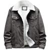 imageOmoone Mens Lapel Sherpa Fleece Lined Thicken Denim Jean Trucker Jacket CoatsGrey