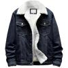 imageOmoone Mens Lapel Sherpa Fleece Lined Thicken Denim Jean Trucker Jacket CoatsIndigo