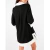 imageOmoone 2025 Swimsuit Coverup for Women Color Block Summer Beach Dresses V Neck Mini Linen Dress Shirts with PocketsBlack