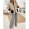 imageOmoone Womens Cropped Quilted Jacket Floral Printed LightWeight Padded Puffer Cardigan Coat OutwearApricot