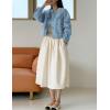 imageOmoone Womens Denim Jacket Long Sleeve Crop Button Down Jean Coat with PocketLightblue